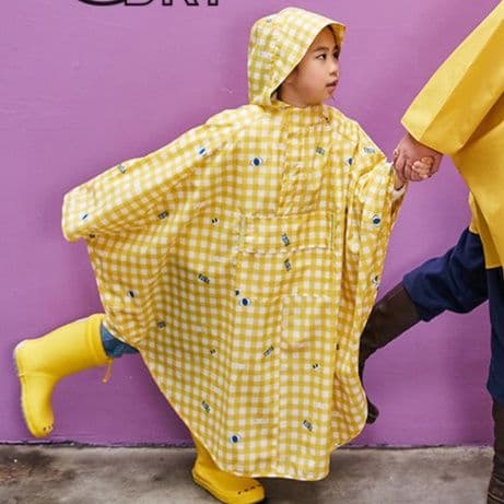 レインウェア 超軽量速乾フード付きポンチョ型子供用雨ガッパ