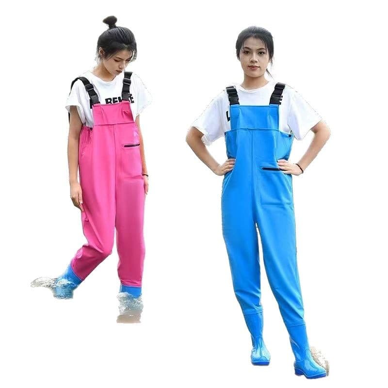 レインウェア 防水つなぎ型レディース胴付きウェーダー