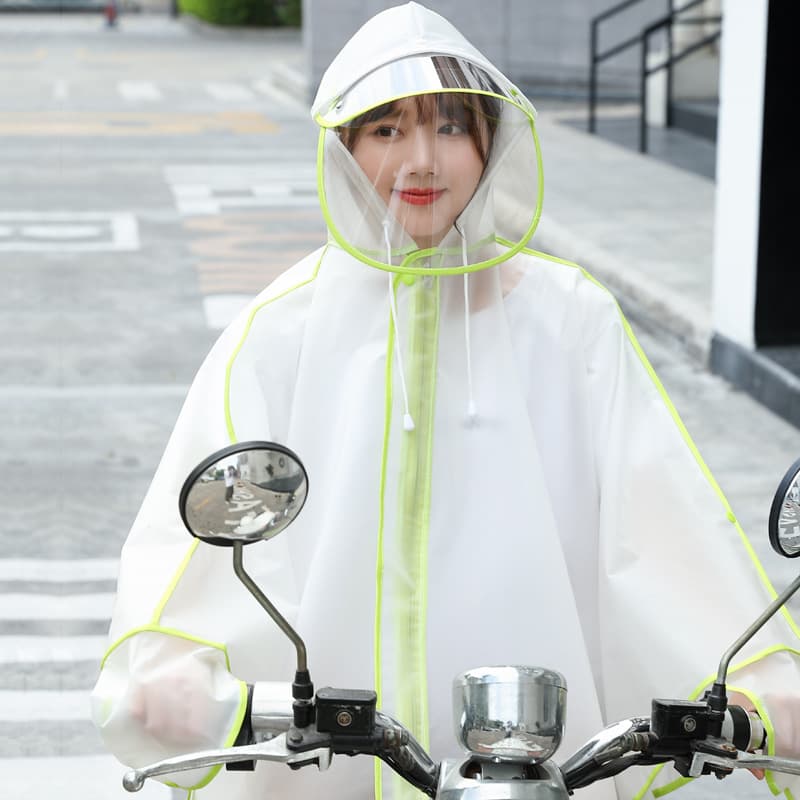 レインウェア 透明キャノピー付き二輪車用レインポンチョ