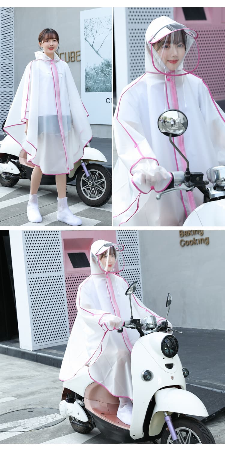 レインウェア 透明キャノピー付き二輪車用レインポンチョ