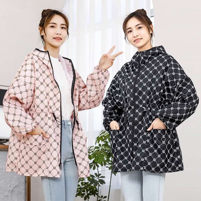 ラウンドチェック柄レインウェア