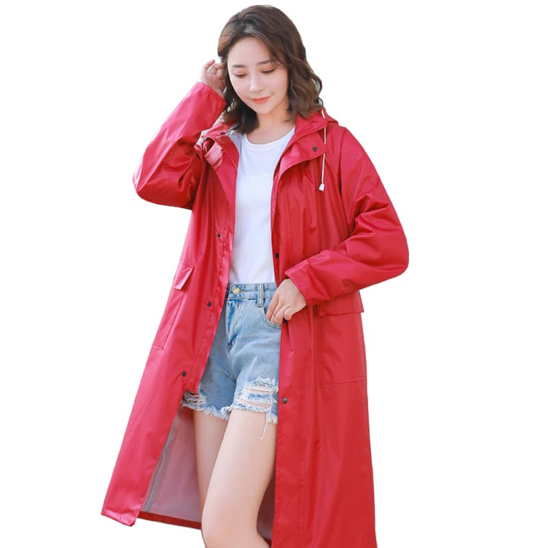 レインウェア フード付きロング丈防水ジャケット