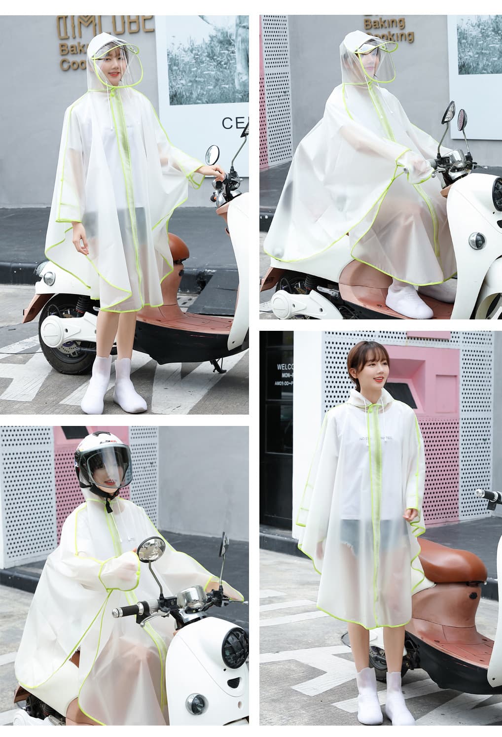 レインウェア 透明キャノピー付き二輪車用レインポンチョ